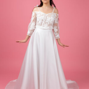 Jupe longue en satin duchesse blanc soie - Katleen