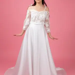 Jupe longue en satin duchesse blanc soie - Katleen