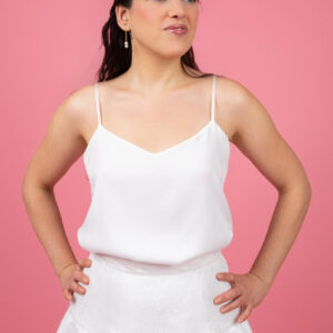Haut satin blanc soie Julie
