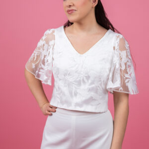 Haut dentelle blanc soie Paola