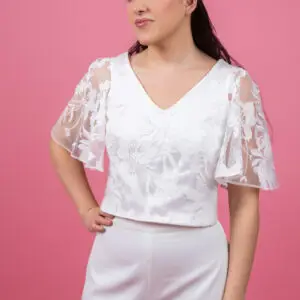 Haut dentelle blanc soie Paola