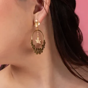 Boucles d’Oreilles “Oiseau Poétique” Dorées à l’or fin